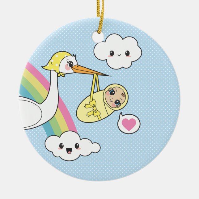 Special Delivery - Stork & Baby Ceramic Ornament (Front)