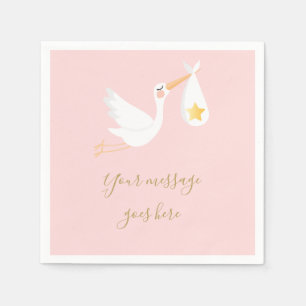 Special Delivery Stork Baby Girl Pink Shower Napkins