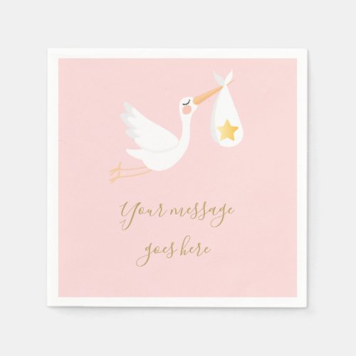 Special Delivery Stork Baby Girl Pink Shower Napkins