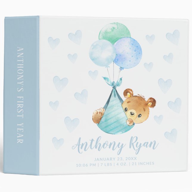 Special Delivery Stork Bear Baby Photo Album 3 Ring Binder (Front/Spine)