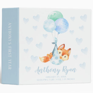 Special Delivery Stork Fox Baby Photo Album 3 Ring Binder