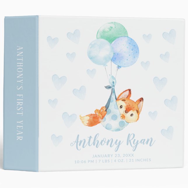 Special Delivery Stork Fox Baby Photo Album 3 Ring Binder (Front/Spine)