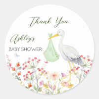 Special delivery stork spring flowers baby shower