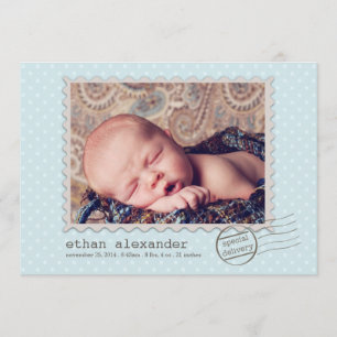 Special Delivery Sweet Baby Boy Photo Announcement