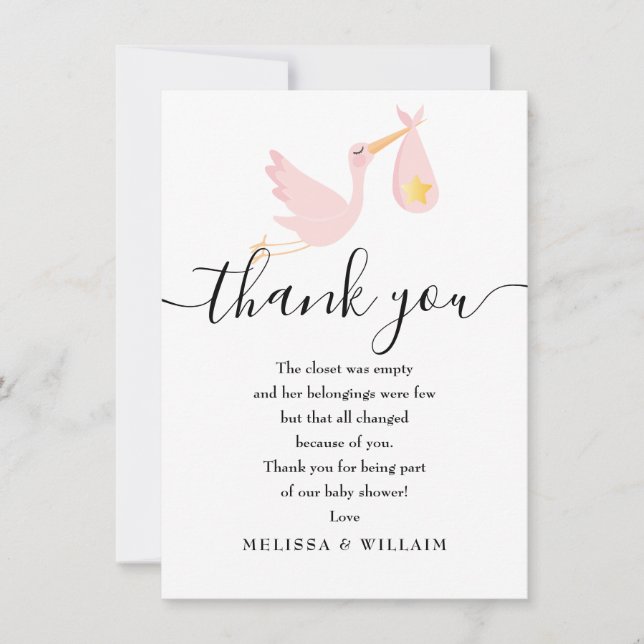 Special Delivery Thank You Baby Shower Pink (Front)