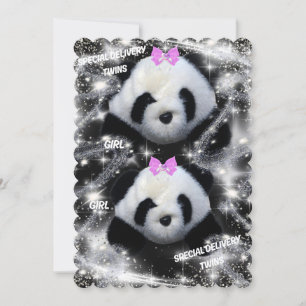 Special Delivery Twins Girl Flat Greeting Card