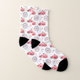 Special Delivery Valentine Hearts Watercolor Truck Socks