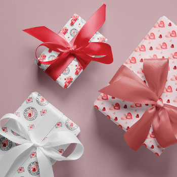 Special Delivery Valentine Hearts Watercolor Truck Wrapping Paper Sheets by moodthology at Zazzle
