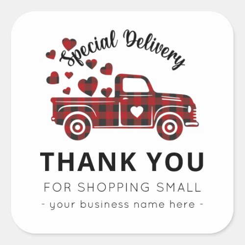 Special Delivery Valentines Day Small Business Square Sticker