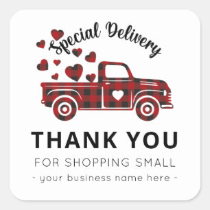 Special Delivery Valentines Day Small Business Square Sticker