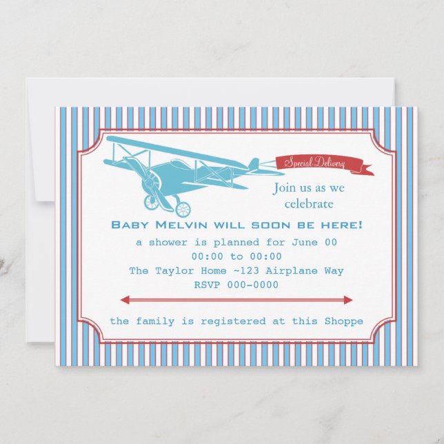 Special Delivery Vintage Airplane Invitation (Front)