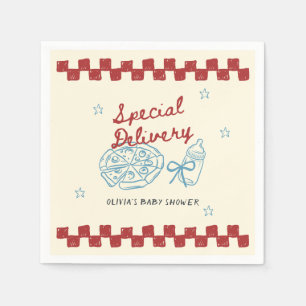 Special Delivery Vintage Pizza Baby Shower Napkins