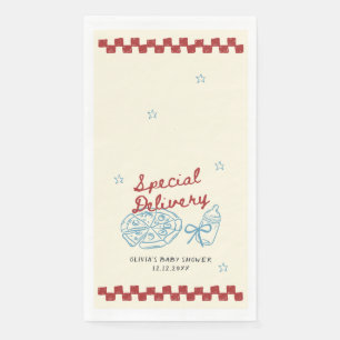 Special Delivery Vintage Pizza Baby Shower Paper Guest Towels