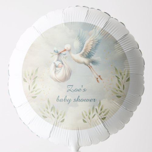 Special Delivery Vintage Stork Boy Baby Shower Balloon