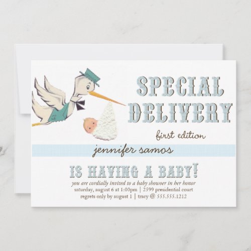 Special Delivery - Vintage Stork Custom Announcements