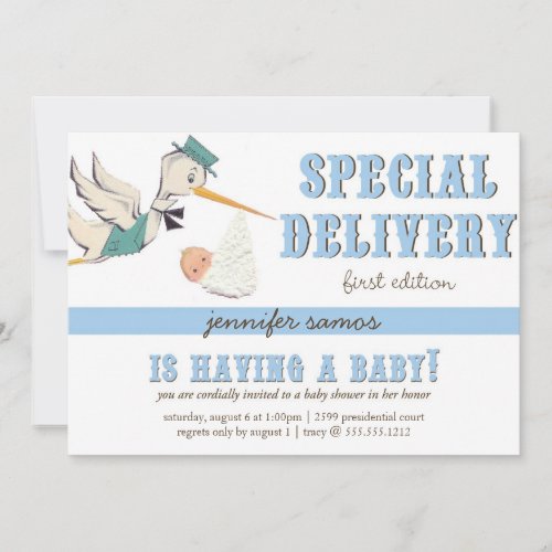 Special Delivery - Vintage Stork Custom Invite