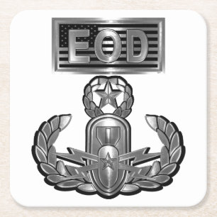 Special Design “Master Blaster EOD Badge and US Fl Square Paper Coaster