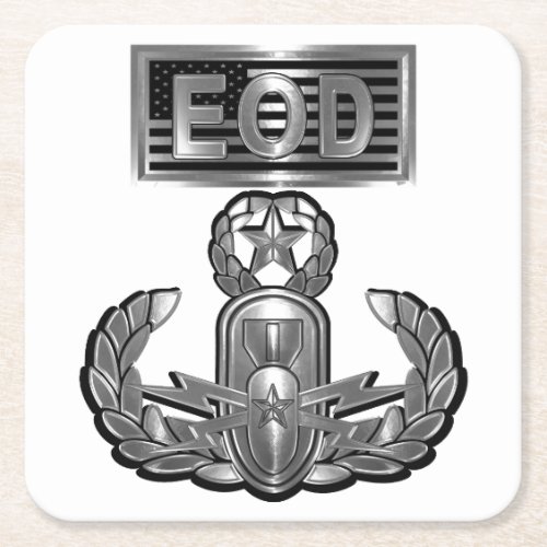 Special Design âœMaster Blaster EOD Badge and US Fl Square Paper Coaster