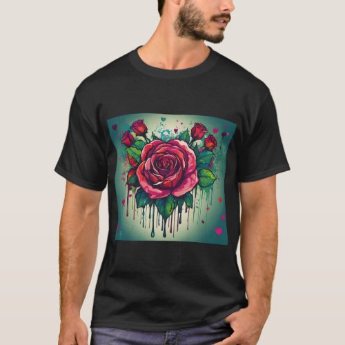 Special design rose and heart print t_shirts 