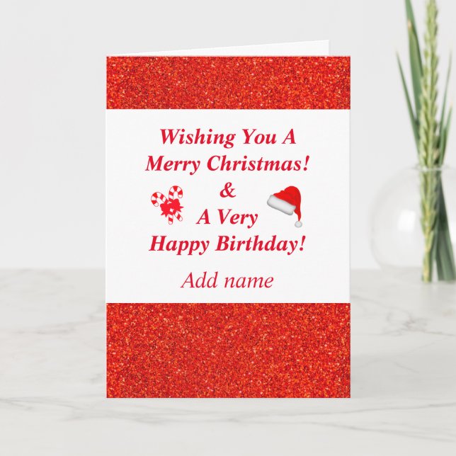 Special double occasion birthday and Christmas car Card (Front)