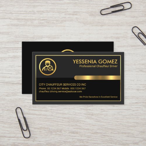 Special Driving Gold Frame Chauffeur Business Card