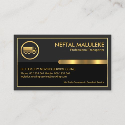 Special Driving Gold Frame Trucking Business Card