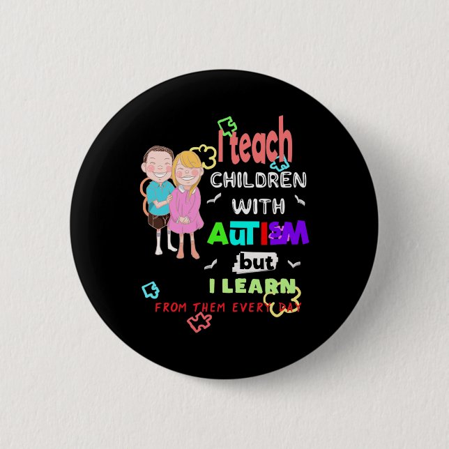 Special Ed Sped Teacher Teach Cool Autism Awarenes Button (Front)