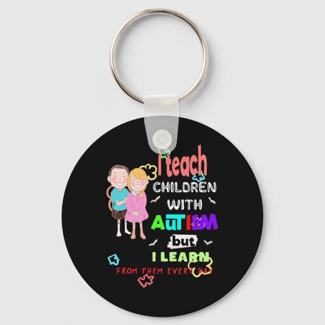 Special Ed Sped Teacher Teach Cool Autism Awarenes Keychain (Front)