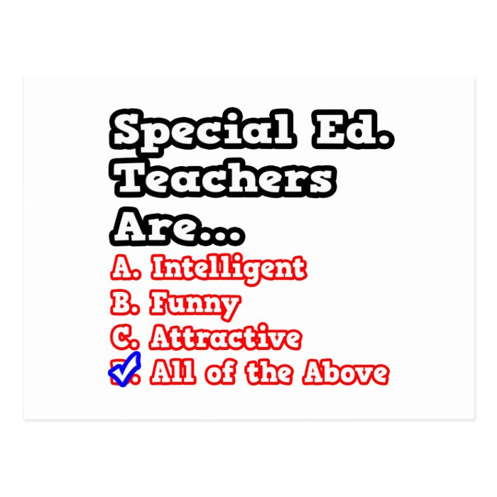 Special Ed. Teacher QuizJoke Postcard