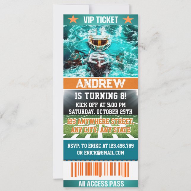 Special Edition Football Ticket Birthday Invitation (Front)