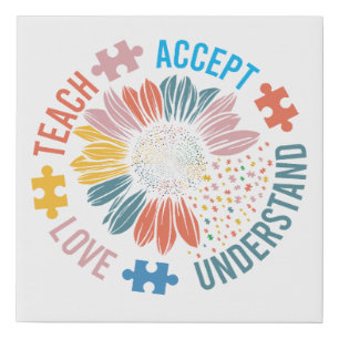 Special Education SPED Teacher Autism Sunflower Faux Canvas Print