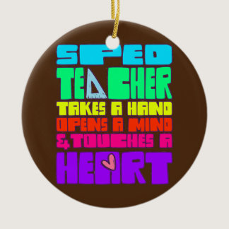 Special Education SPED Teacher takes a Hand opens Ceramic Ornament