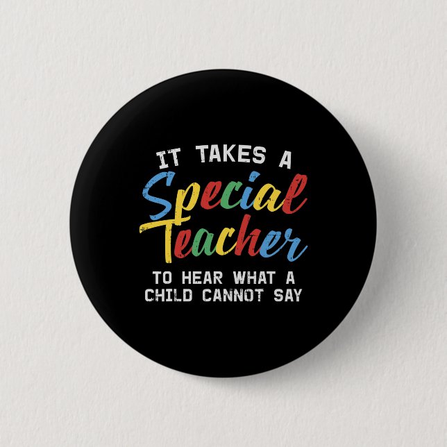 Special Education Teacher Cute Autism Awareness Gi Button (Front)