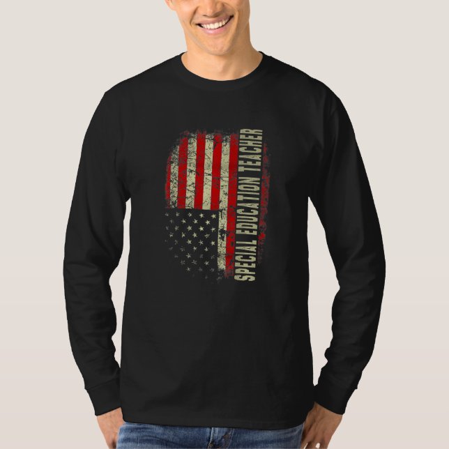 Special Education Teacher Day 4th Of July US Flag  T-Shirt (Front)