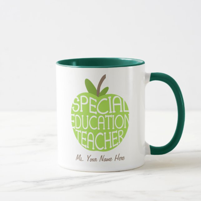 Special Education Teacher Green Apple Mug (Right)