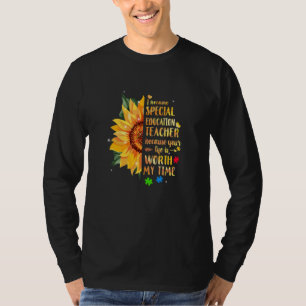 Special Education Teacher Sunflower Autism Awarene T-Shirt