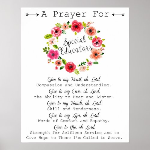 Special Educator Prayer Art Poster