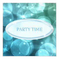 Special Event Elegant Silver Blue Star Bubbles Card