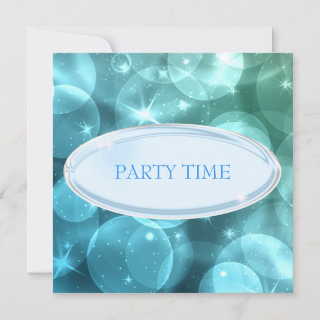Special Event Elegant Silver Blue Star Bubbles Invitation (Front)