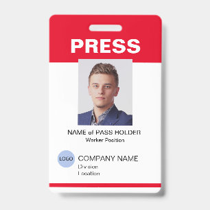 Special Event Guest Press Employee I.D. Badge