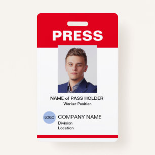 Special Event Guest Press Employee I.D. Badge