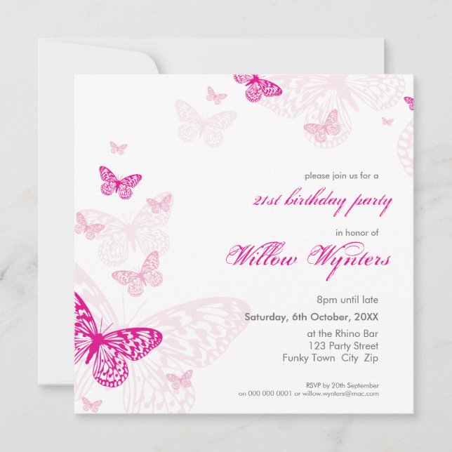 SPECIAL EVENT INVITES :: butterflies 1SQ (Front)