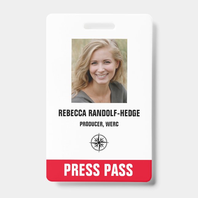SPECIAL EVENT PRESS PASS - Photo I.D. Badge (Front)