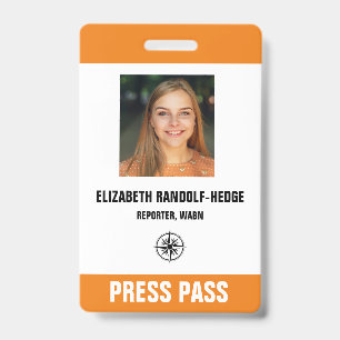 SPECIAL EVENT REPORTER PRESS PASS - Photo I.D. Badge