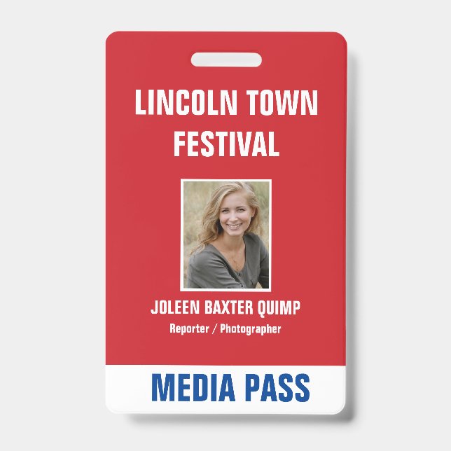 Special Event Security Media Pass QR code Badge (Front)