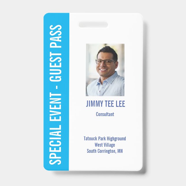 Special Event Security Photo Pass Badge (Front)