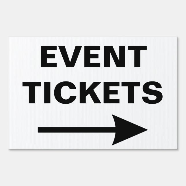 Special Event Tickets Directional Arrow Yard Sign (Front)