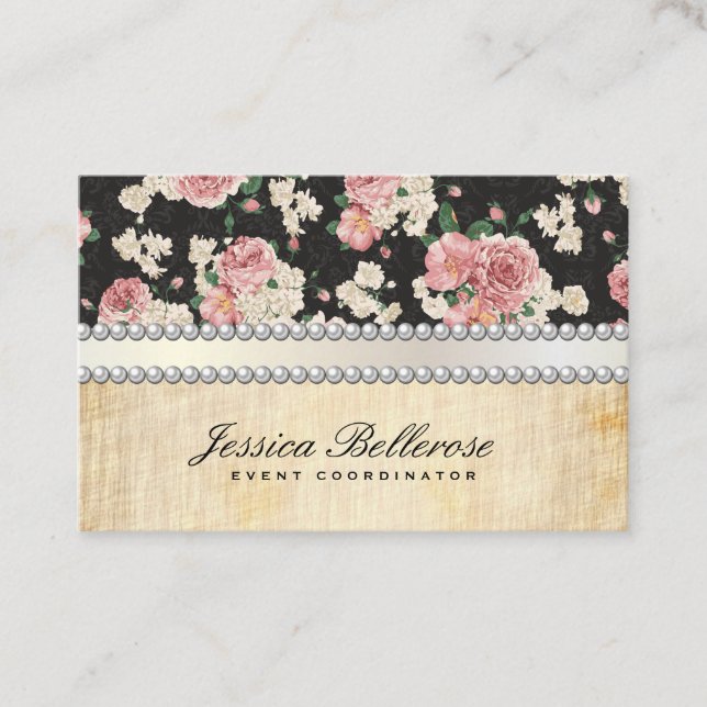 Special Events & Elegant Flower Pattern Business Card (Front)
