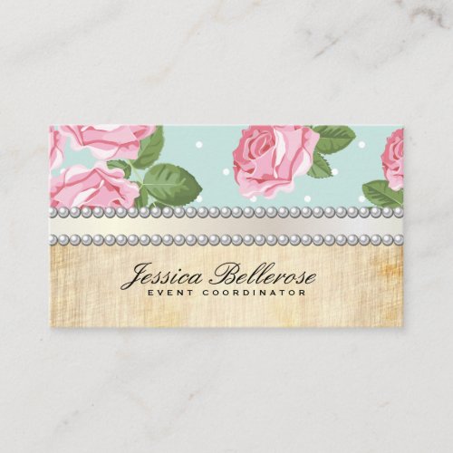 Special Events  Vintage Roses and Polka Dots Business Card