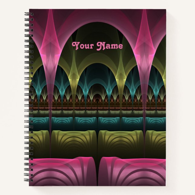 Special Fantasy Abstract Colorful Fractal Own Name Notebook (Front)